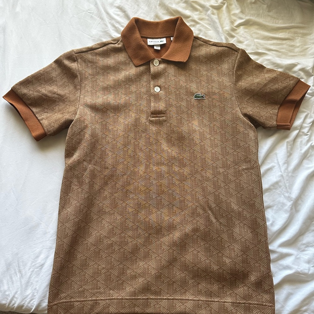 Lacoste Tan and Brown Polo Shirt for Men